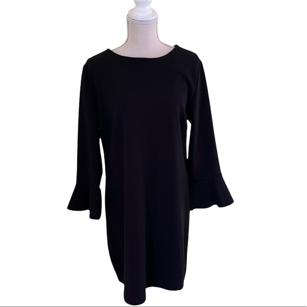 Old Navy Black Knit Sheath Dress with Ruffled Sleeve L